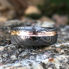 14k Rose Gold Damascus Steel Ring Custom USA Made Rings