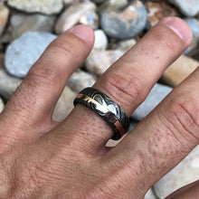 New 8mm Wide Damascus Steel Ring with 14k Solid Rose Gold Inlay