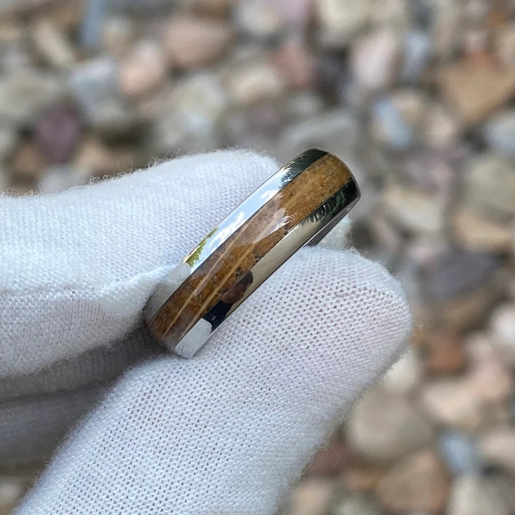 Mens Whiskey Barrel Wedding Ring, Custom Made 6mm Wide Ring Wedding Band