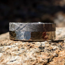Genuine Gibeon Meteorite Rings -Authentic 8mm Wide Meteorite Wedding Band with Cobalt Chrome Sleeve