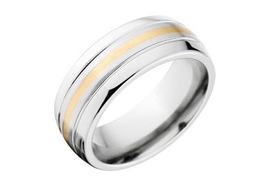 14k Gold and Cobalt Wedding Band, Cobalt Custom Wedding Band, USA Made Wedding Ring