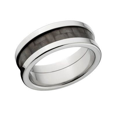 8mm Carbon Fiber Rings w/ High Polish Finish, Carbon Fiber Wedding Rings:8F Ti P