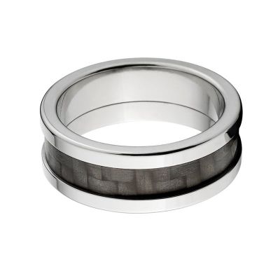 8mm Carbon Fiber Rings w/ High Polish Finish, Carbon Fiber Wedding Rings:8F Ti P