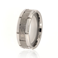 8mm Heavy Tungsten Carbide Men's Ring, Two Tone Hammered And Polish Finish With Beveled Edges - FREE Personalization