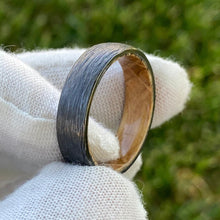 Mens Wedding Bands Whiskey Rings - Handmade Custom Whiskey Barrel Core Black Rings