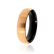 6mm Heavy Tungsten Carbide Men's Ring With Black Interior And Rose Gold Brush Finish Exterior - FREE Personalization