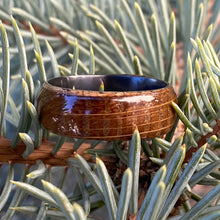 Mens Wedding Bands Whiskey Rings - Whiskey Barrel and Black Zirconium Ring Handmade Custom Whiskey Barrel Rings