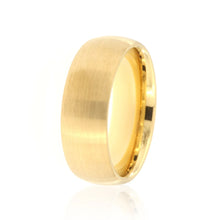 8mm Heavy Tungsten Carbide Men's Ring With Brush And Yellow Gold Finish - FREE Personalization