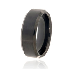 8mm Heavy Tungsten Carbide Men's Ring With Brush Finish Center And Beveled Edge - FREE Personalization