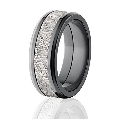 8mm Meteorite Ring w/ Black Zirconium Stunning Gibeon Meteorite Ring