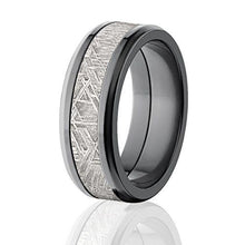 8mm Meteorite Ring w/ Black Zirconium Stunning Gibeon Meteorite Ring