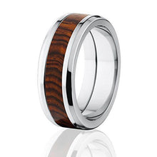 Cocobolo Wood Titanium Rings, Men's Wood Wedding Band
