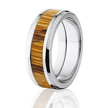 Men's Marble Wood Rings,  Titanium Hard Wood Band
