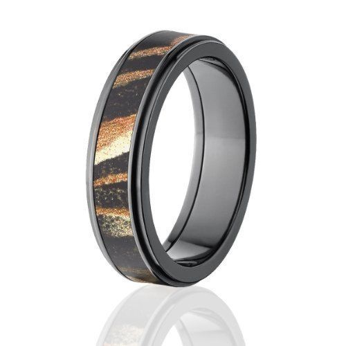 Licensed Mossy Oak Rings, Black Zironcium Shadow Grass Ring