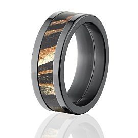 Shadow Grass Black Zirconium Rings, Licensed Mossy Oak Camo