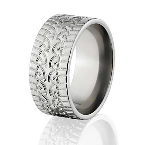 Men's Titanium Ring - 10mm Tire Tread Band