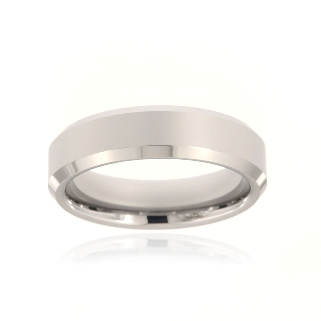 6mm Heavy Tungsten Carbide Men's Ring With High Polish Finish And Beleved Edges - FREE Personalization