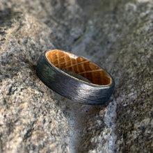 Mens Wedding Bands Whiskey Rings - Handmade Custom Whiskey Barrel Core Black Rings