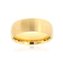 8mm Heavy Tungsten Carbide Men's Ring With Brush And Yellow Gold Finish - FREE Personalization