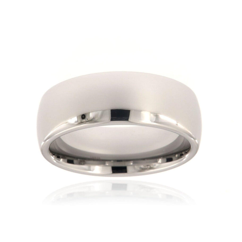 8mm Heavy Tungsten Carbide Men's Ring With High Polish Finish, Half Round Comfort Fit - FREE Personalization