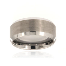 10mm Heavy Tungsten Carbide Men's Ring With Brushed Finish Center And Beveled Edge - FREE Personalization
