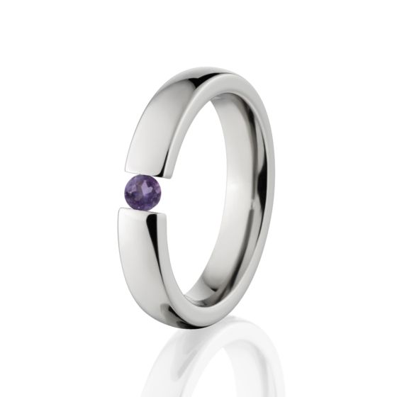 4mm Alexandrite Rings, Polish Finish, Alexandrite Tension Set Bands