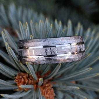 Gibeon Meteorite Ring with Cobalt Chrome, Custom Made Meteorite Wedding Bands USA Made