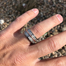 Gibeon Meteorite Ring 10mm Wide Groom's Wedding Band w/ 14k Rose Gold