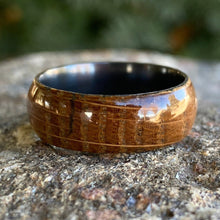 Mens Wedding Bands Whiskey Rings - Whiskey Barrel and Black Zirconium Ring Handmade Custom Whiskey Barrel Rings