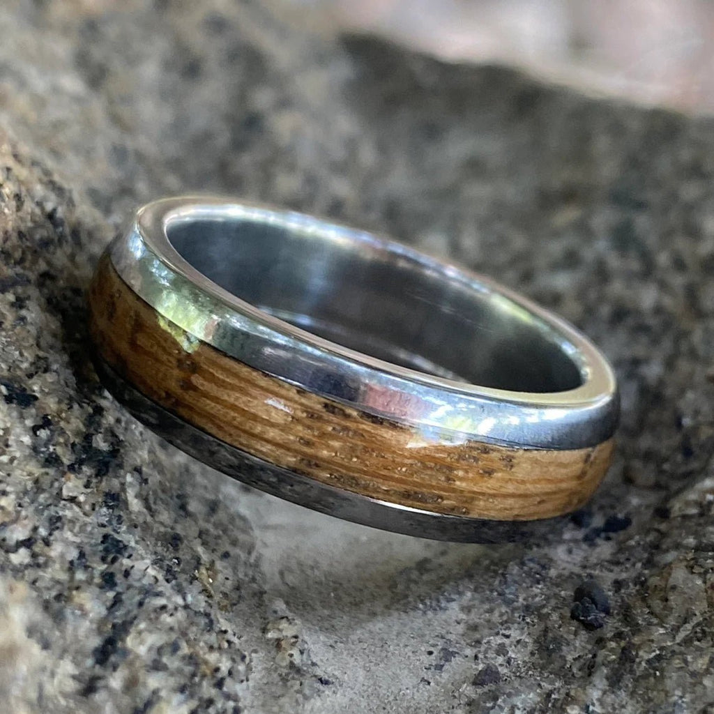 Mens Whiskey Barrel Wedding Ring, Custom Made 6mm Wide Ring Wedding Band