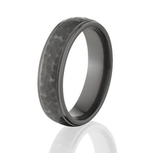 Black Wedding Rings, Hammered Black Zirconium Ring