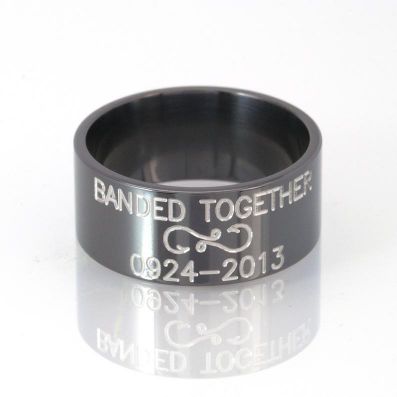 10mm Fish Hook Infinity Duck Band - Black Zirconium Wedding Bands