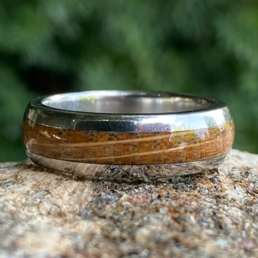 Mens Whiskey Barrel Wedding Ring, Custom Made 6mm Wide Ring Wedding Band