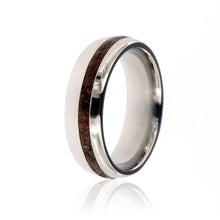 Dinosaur Bone Ring 7mm Wide with Solid Titanium With Off Center 2mm Groove USA Made