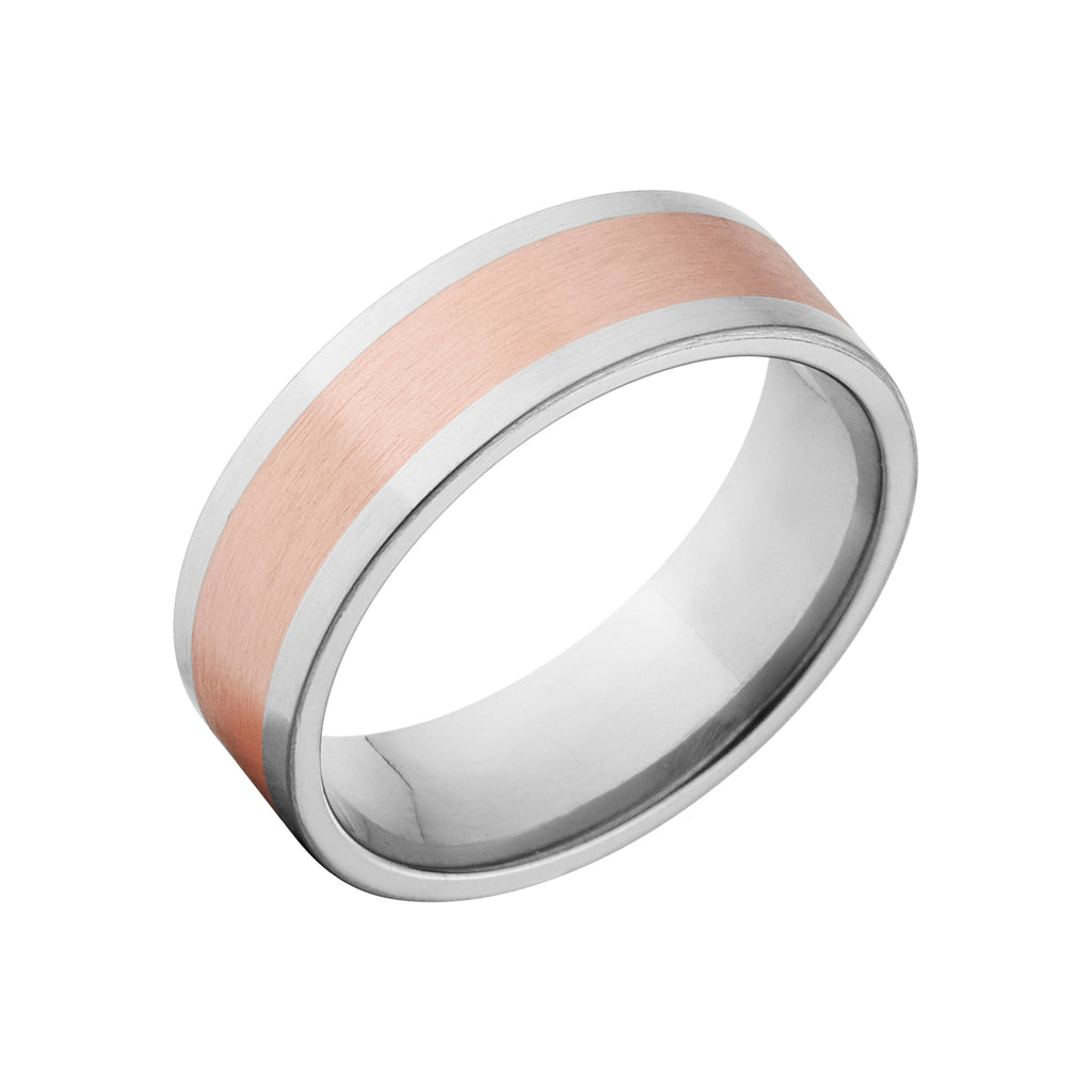 7mm Titanium Ring with Copper Inlay - Men's Wedding Bands
