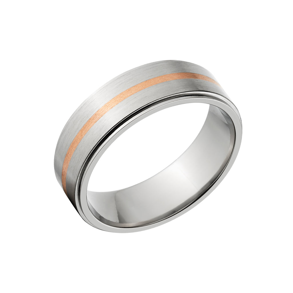 7mm Titanium Men's Wedding Band with Copper Inlay