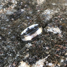 8mm Gibeon Meteorite Ring with Cosmic Dark Stardust Edges, Stardust Meteorite Wedding Band