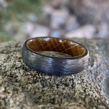 Mens Wedding Bands Whiskey Rings - Handmade Custom Whiskey Barrel Core Black Rings