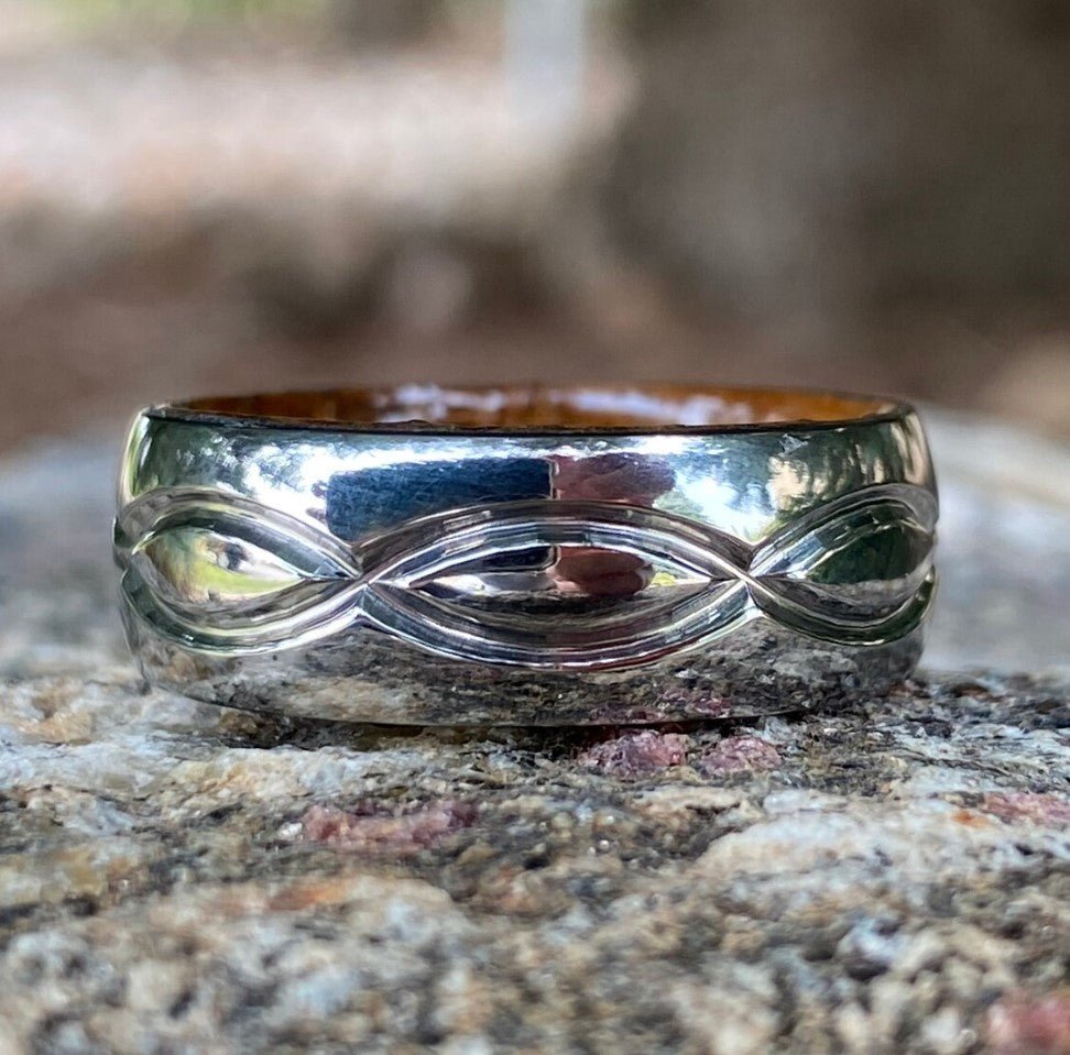 Infinity Ring Titanium and Whiskey Barrel Rings Wedding Band - USA Made Custom Jewelry And Whiskey Rings