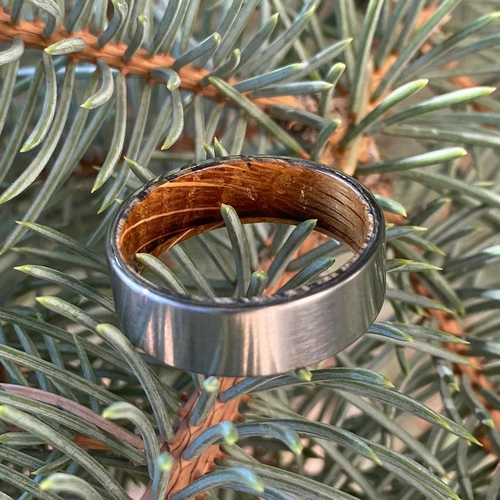 Titanium Rings Custom Whiskey Barrel Rings Mens Ring Unique Wedding Bands
