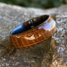 Mens Wedding Bands Whiskey Rings - Whiskey Barrel and Black Zirconium Ring Handmade Custom Whiskey Barrel Rings