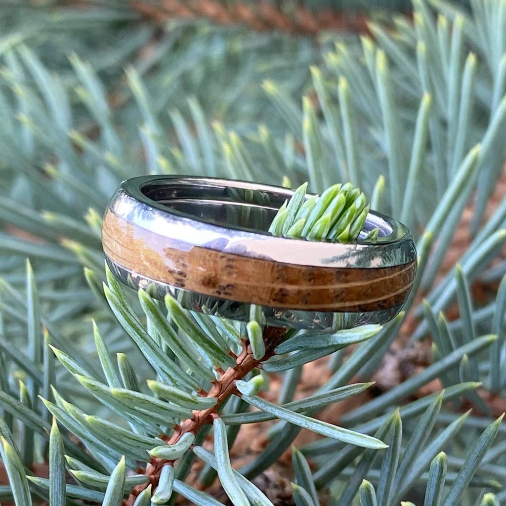 Mens Whiskey Barrel Wedding Ring, Custom Made 6mm Wide Ring Wedding Band
