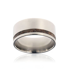 Dinosaur Bone Ring 10mm Wide with Titanium With 2mm Off Center Dino Groove USA Made