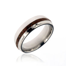 Dinosaur Bone Ring 7mm Wide with Solid Titanium With Off Center 2mm Groove USA Made