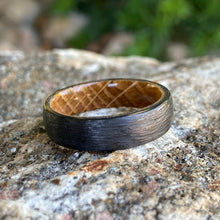 Mens Wedding Bands Whiskey Rings - Handmade Custom Whiskey Barrel Core Black Rings