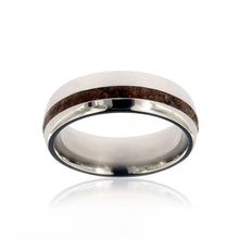 Dinosaur Bone Ring 7mm Wide with Solid Titanium With Off Center 2mm Groove USA Made