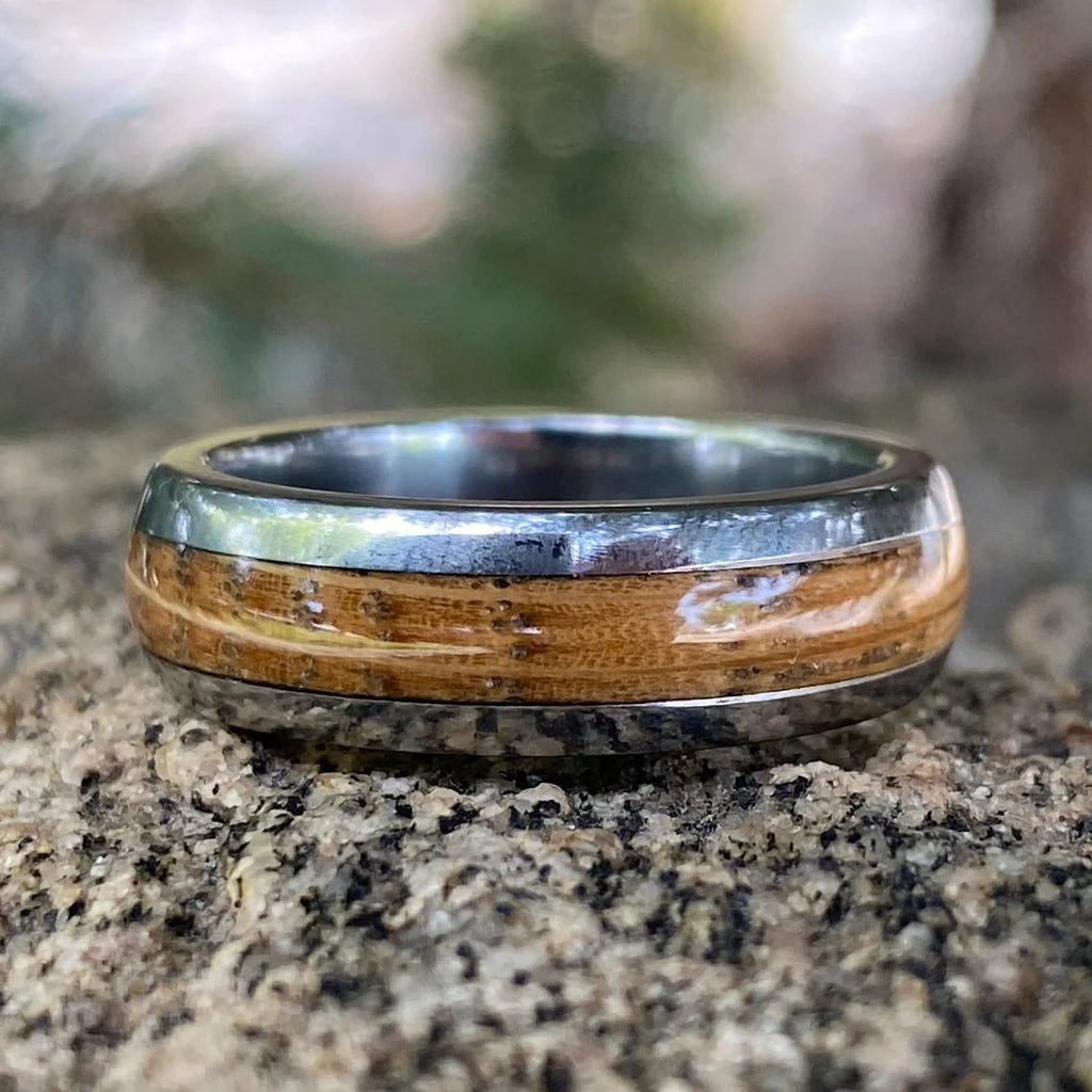 Mens Whiskey Barrel Wedding Ring, Custom Made 6mm Wide Ring Wedding Band