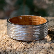 Whiskey Barrel Ring with Tree Bark Finish Custom Cobalt Wedding Band Mens Ring Mens Wedding Band USA Jewelry