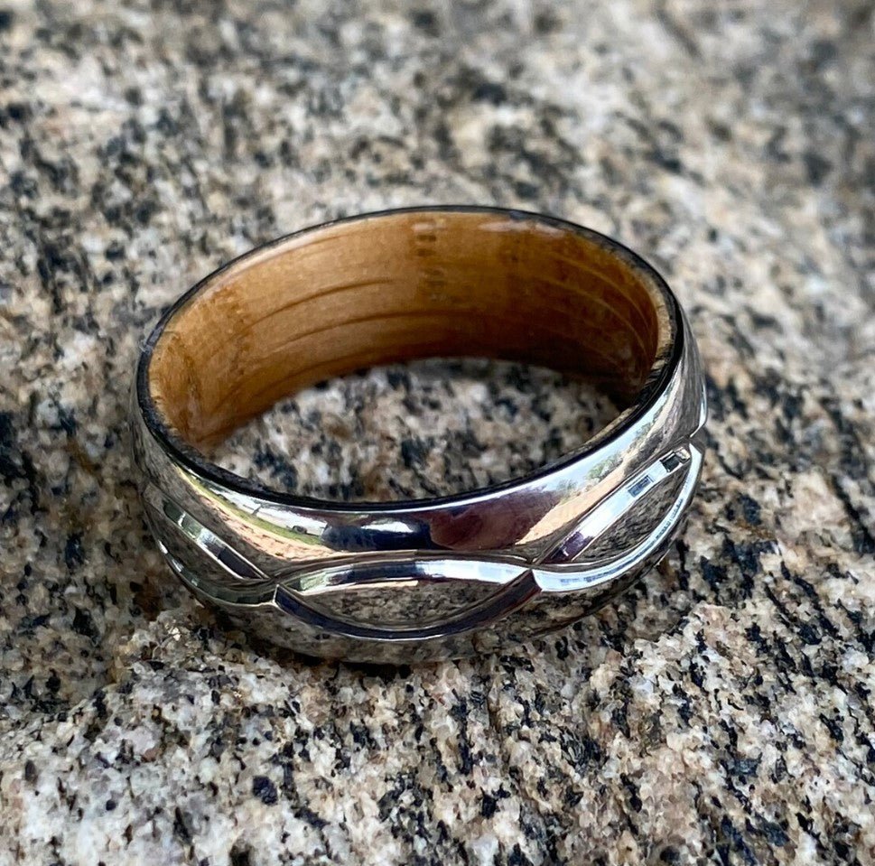 Infinity Ring Titanium and Whiskey Barrel Rings Wedding Band - USA Made Custom Jewelry And Whiskey Rings