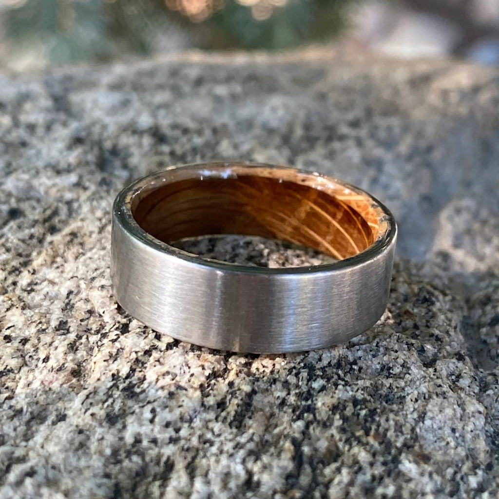 Titanium Rings Custom Whiskey Barrel Rings Mens Ring Unique Wedding Bands